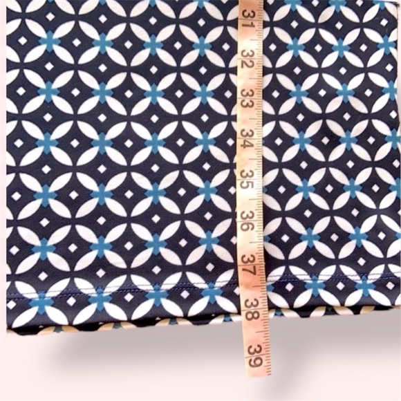 Lauren Ralph Lauren Preppy Blue White Geo Paisley Print Shift Dress Knot Sleeves - Picture 12 of 15